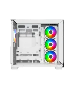 Alternative view of Thunder Battle Station TGC-666 Gaming Case White – Three sided tempered glass panels Dual-chamber ATX Mid Tower