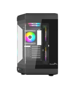 Alternative view of Thunder Carbon Black TGC-639B Gaming Case Modern Aesthetic Dual Chamber Panoramic Tempered Glass ATX PC Gaming Case