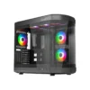 Thunder Rogue Black TGC-657B Gaming Case Modern Aesthetic Dual Chamber Panoramic Tempered Glass ATX PC Gaming Case