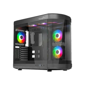 Thunder Rogue Black TGC-657B Gaming Case Modern Aesthetic Dual Chamber Panoramic Tempered Glass ATX PC Gaming Case