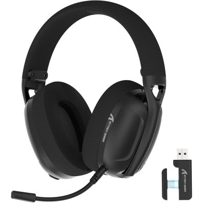 Attack Shark L80 Light Weight Wireless Gaming Headset Lightspeed 3.5mm Audio Jack with Microphone for PS5 PS4 PC Mobile Tablet 2.4Ghz Bluetooth 5.3 50H Battery - Black